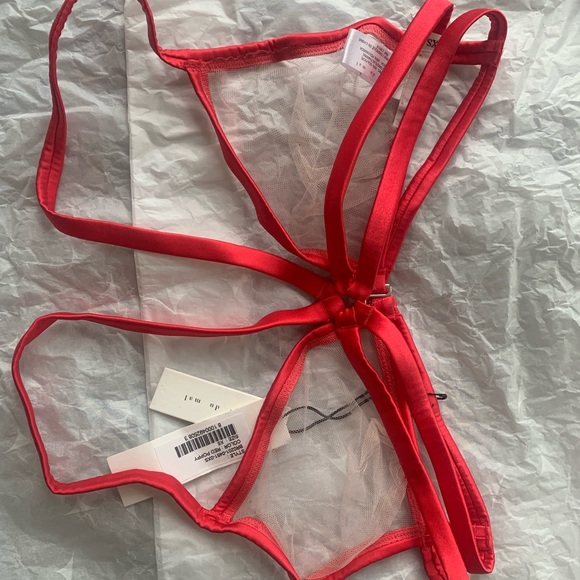 fleur du mal luxe strappy bondage bra red poppy xs nwt - Picture 5 of 5